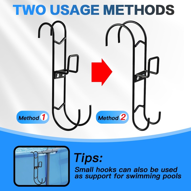 2Pcs Pool Fence Hooks, Heavy Duty Pool Pole Hangers with