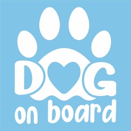 Pubblimania Dog On Board Sticker Car Motorcycle Helmet Glass Furniture Sticker (White)
