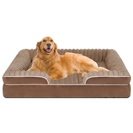Orthopedic Dog Bed for Large Medium Sized, Washable Memory Foam Large Dog Bed Premium Soft Corduroy Fleece, Durable Medium Pet Sofa with Removable Cover, Washable Waterproof Pet Couch Beds(Brown,XXL)
