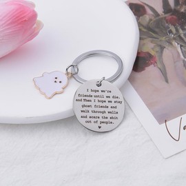 Guqqeuc Friends Keyring Gift for Friend Bestie Christmas Birthday Gifts for Girls Boys Friend Inspirational Leaving Gift for Bff Ghost Friends Friendship Gifts for Best Friend Present Keychain