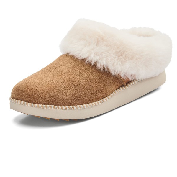OLUKAI Ku'i Women's Slipper, Soft Full-Grain Leather & Wool Blend