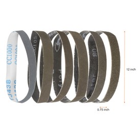 sourcing map 18pcs 0.75 x 12" Sanding Belts 3pcs Each of 80/120/240/400/800/1000 Grit Silicon Carbide Flush Joint Belt Sander Paper for Metal Woodworking Automotive Repair