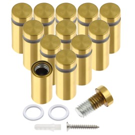 Luomorgo 12 Pcs 1/2" x 1.18" Stainless Steel Standoff Screws, Wall Sign Standoff Mounting Hardware Advertising Glass Standoff Nail for Hanging Acrylic Picture Frame, Gold