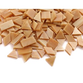 Lanyani Glass Mosaic Tiles - Mixed Colorful Tiffany Stained Glass Pieces, 200 Pieces - Square/Rectangle/Diamond/Triangle - Tan