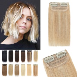 S-noilite Short Hair Extensions Clip in Human Hair 1PCS 2 Clips Balayage Clip in Hairpieces Remy Hair For Women with Short Hair Adding Hair Volume 10g 6Inch-Ash Blonde/Bleach Blonde