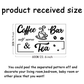 SUPERDANT Wall Stickers Coffee and Tea Bar Wall Decals Vinyl Wall Art Murals Removable Self Adhesive Wallpapers Wall Decoration Home Decor for Living Room Bedroom Gifts for People
