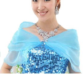 SINLOV Short Chiffon Cape Shawls and Wraps for Formal Evening Dresses Bridal Hats Cover Soft Scarves Bridesmaid Scarves, light blue