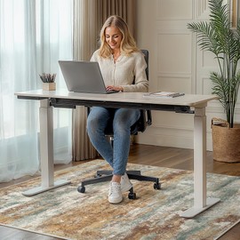 Office Chair Mat for Hardwood Tile Floor, Abstract 36"X 48" Desk Mats for Office Chair on Rolling Chairs Carpet, Desk Anti-Slip 1/5" Thick Rug for Computer Chair, Thin Low-Pile Floor Mat, Orange Sage