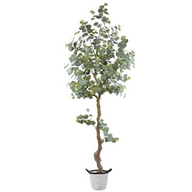 Lovaplants Artificial Eucalyptus Tree 6ft, Faux Plant with Basket, Fake Eucalyptus Trees with White Silver Dollar Leaves, Faux Potted Plants for Home Office Decor Indoor Outdoor