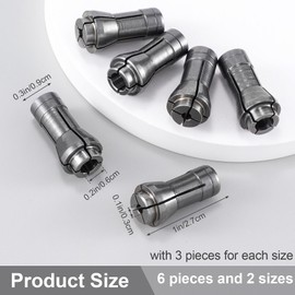 HINZIC 6 Pack 3mm 6mm Die Grinder Collet Grinding Machine Clamping Collet, Adapter 1/4" 1/8" Die Grinder Collet Grinding Machine Clamping Collet Arbors Shanks