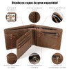 LEKOU Tarjetero de cuero, Cartera para Hombre RFID Bloqueo Antirrobo