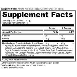 Ancient Nutrition Collagen Powder Protein, Multi Collagen Protein, Hydrolyzed Collagen Peptides Supports Skin and Nails, Joint Supplement (Brain Boost, 45 Servings)