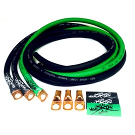 Sky High Oversized 4 Gauge AWG Big 3 Upgrade Green/Black Electrical Wiring Kit