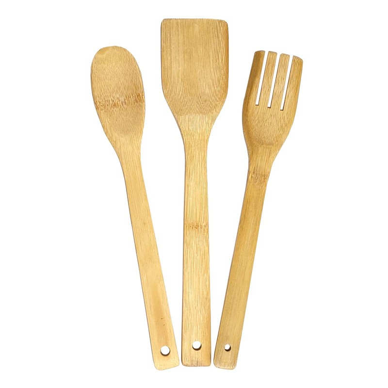 Bamboo Wood Kitchen Utensils Set - Kit of 3 Kitchen
