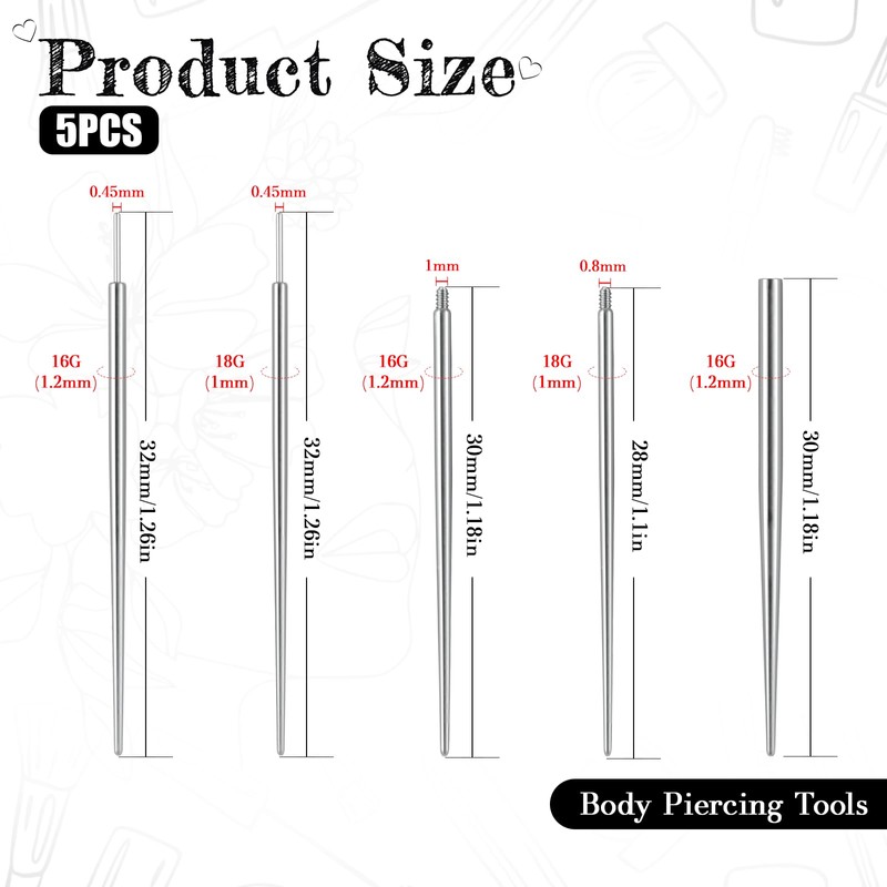 6PCS Piercing Ball Grabber Tool, Stainless Steel Piercing Taper Changing