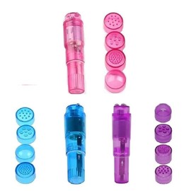 Finever Mini Massager Handheld with 4 Heads Pocket Pen for Body, Face, Neck, Head,Back (Pink Blue Purple)