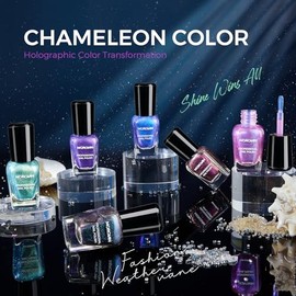 Morovan Juego de esmaltes de uñas Chameleon: 6 colores holográficos de secado rápido, mini kit de laca de uñas verde, purpurina, rosa, azul, morado, g