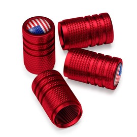 Mandark 4PCS Car Tire Valve Stem Caps, American Flag Patriotic Automotive Wheel Valve Cover, Aluminum Waterproof Leakproof Exterior Decor Accessories for SUVs, Bike, Trucks（Multicolor Flag/Red）