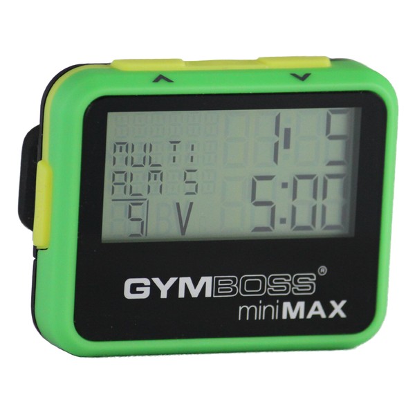 Gymboss miniMAX Interval Timer and Stopwatch - Green / Yellow SOFTCOAT
