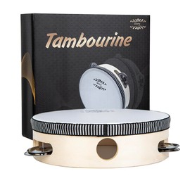 Glory Hand Held Tambourine Drum 6 inch Bell Birch Metal Jingles Percussion Gift Musical Educational Drum Instrument for KTV Party Games (6 inch)