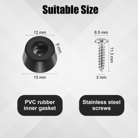 ZyFurn 30PCS Rubber Cutting Board Feet with Stainless Washer and Screws Round Non-Slip Leveling Feet Adjustable for Furniture Shock Absorbing Pads Protector High Grip for Table Chairs Legs (Black)