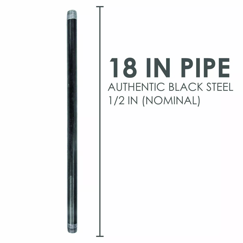 Pipe-Decor.com 1/2 in. X 18 in. Black Pipe 6 Pack