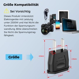 VIEVRE Pack of 2 Travel Adapters, EU Adapter, USA Plug, Travel Plug, Germany to US Plug Adapter, Europe/US/China/Japan/Canada/Mexico Universal Adapter