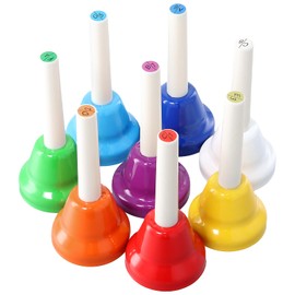 CHUENHEI Set of 8 Hand Bells Set, 8 Notes Colourful Hand Bells, Diatonic Metal Bells, Colourful Musical Bells Hand Bell, Music Early Education for Festival, Music Lessons
