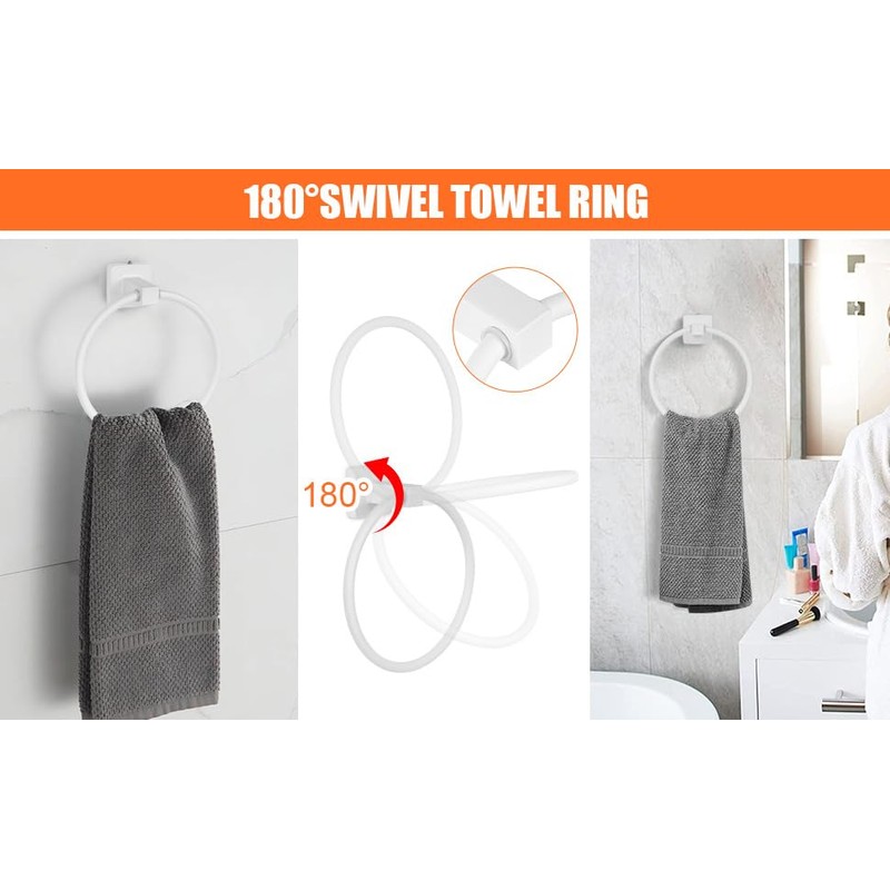 YUET Wall Mounted Towel Ring Rail Bar Bath Holder Hanger