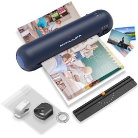 Laminator Machine 9-Inch Portable Thermal Laminator with Hot & Cold Modes, A4 Small Laminating Machine with ABS Jam-Release, 3-Min Warm-Up, 6-in-1 Photo Laminator Kit for Office & Classroom, Dark Blue