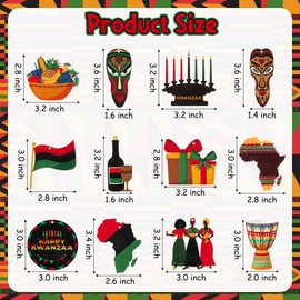 B1ykin 37PCS Happy Kwanzaa Wooden Hanging Ornament Set, African Heritage Holiday Decorations with Kinara Fruit African Mask Flag Map, Kwanzaa Craft Pendant Signs Party Supplies for Ceiling Wall Door