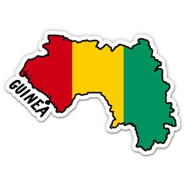 Squiddy Guinea Map with Flag - Vinyl Sticker Decal for Phone, Laptop, Water Bottle - 3"