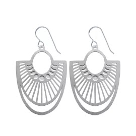 Melanie Golden Jewelry Large Silver Stainless Steel Bohemian Geometric Earrings