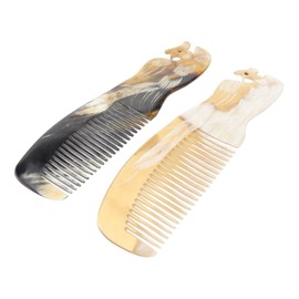 Gatuida Phoenix-Style Ox Horn Scraping Massage Comb Set of 2 Natural Anti-Static Acupuncture Massagers for Scalp Treatment and Relaxation Random Color