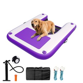 ALIFUN Inflatable Dog Ramp Floating Dock Water Raft Ladder for Pool, Boat, Non-Slip EVA Floating Ladder for Dog Up to 220 LBs Purple 140CM Length