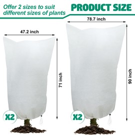 2 Packs Large Plant Covers Freeze Protection 47"W x 71"H Frost Protection Blankets with Zipper Drawstring Freeze Protections Plant Covers for Outdoor Shrubs Palm Citrus Trees Potted Plants in Winter