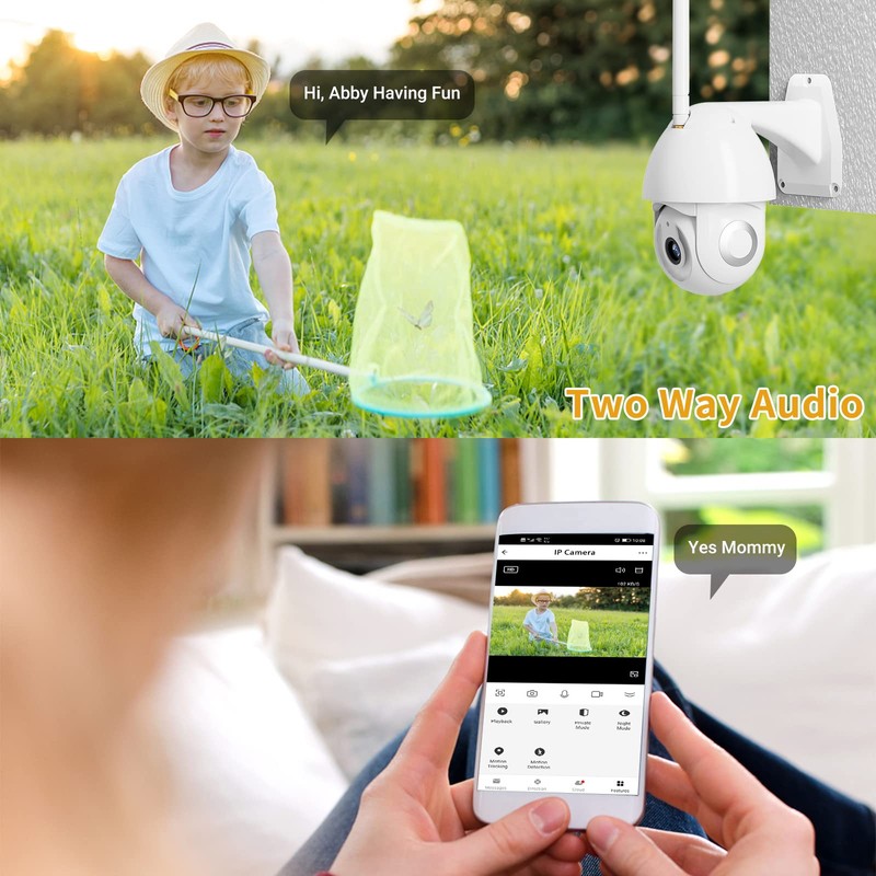 SURFOU 2K Security Camera Outdoor, 360° Pan-Tilt View, 3MP PTZ