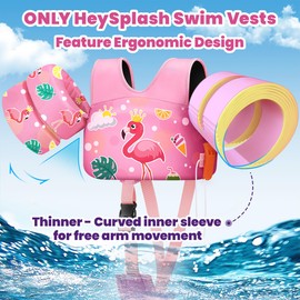 HeySplash Schwimmflügel Kinder, Cartoon Schwimmweste für Kinder 13-30 Lbs/6-15kg, Kinder Pool Schwimmwesten mit Pfeife, Verstellbare Träger, Doppelschnalle, Schwimmtrainer, Schwimmen Lernen