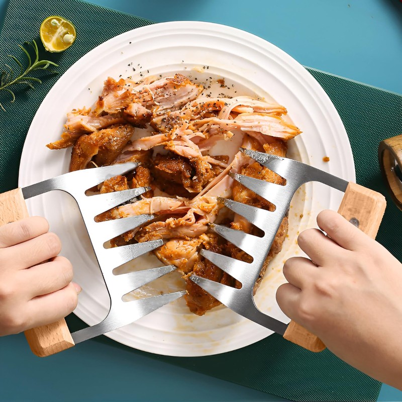 2-Piece BBQ Bear Claws, Stainless Steel BBQ Meat Claws for