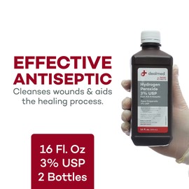 Dealmed Hydrogen Peroxide 3% USP – 16 fl. oz. USA Made Hydrogen Peroxide Cleaner, Hydrogen Peroxide 3 Percent First Aid Cleaner, Hydrogen Peroxide Solution for First Aid Kit and Medical Facilities