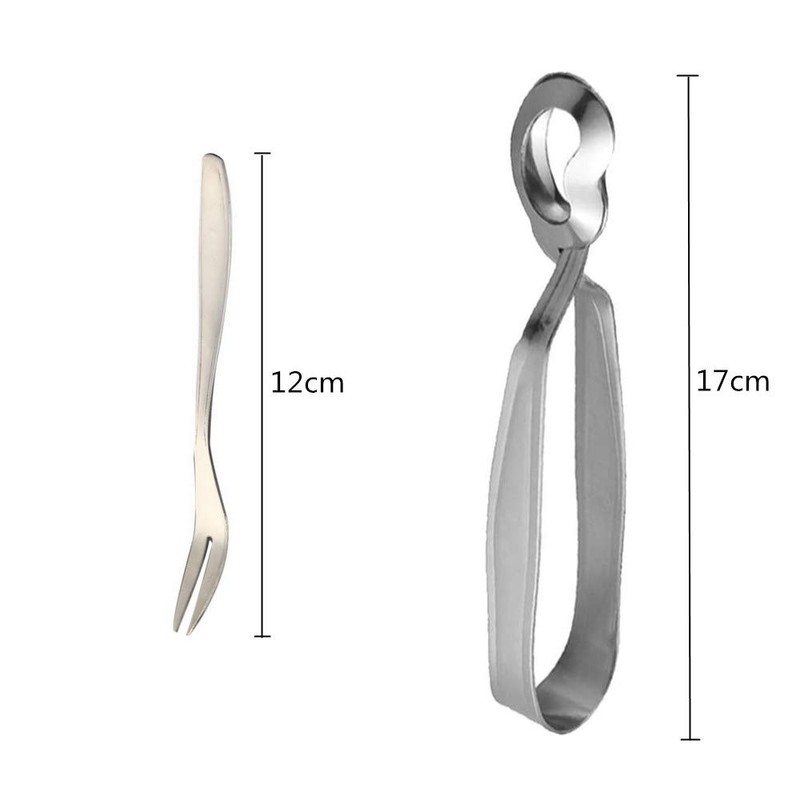 2pcs Stainless Steel Escargot Snail Tong and Snail Fork for