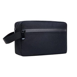 Toiletry Bag for Men & Women, Large Travel Wash Bag - Water-Resistant Oxford Fabric, Shaving Organizer with Handle, Gym & Shower Bathroom Essentials (22x10x16cm) Black