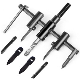 Circle Cutter Adjustable Circular Cutter Wood Woodworking Tools 30-300 mm Hole Saws Adjustable Metal for Wood, Plasterboard, Plastic, with 4 Blades, Wrench and Positioning