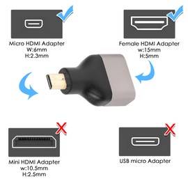 QIANRENON 8K Micro HDMI to HDMI Adapter Extender Coupler, Micro HDMI Male to HDMI A Type Female Converter HDMI 2.1,Support 8K@60Hz/4K@120Hz HDR ARC,for Tablet Digital Camera Camcorder. 2 Pcs
