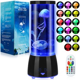 Eadaiylon Jellyfish Lamp 17 Color Changing with 4 Modes, Electric Jellyfish LED Mood Lamp Tank Table Night Light Home Decor for Relax, Christmas Birthdays Gifts for Girls Kids Women (Black)