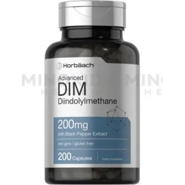 Horbäach DIM Suplemento 200 mg 200 cápsulas Diindolilmetano avanzado con extracto de pimienta negra