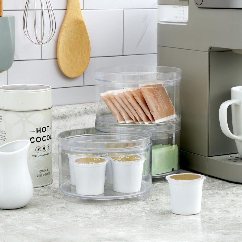 STORi Bella Stackable Clear Plastic Container (Set of 3) Round