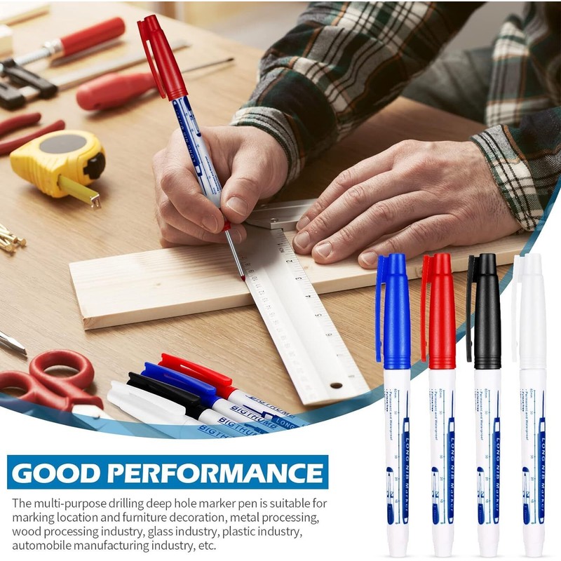 Gersoniel Long Nose Markers Set 4 Colors Waterproof Ink Deep