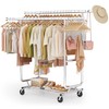 Heavy Duty Clothes Rack Load 620 Lbs, Double Rod Rolling