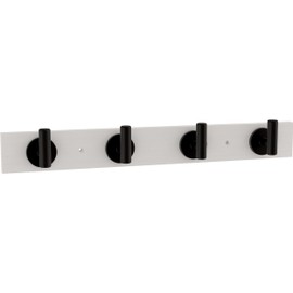 Franklin Brass Post (1-Pack) 16" Coat Rack Wall Mount Pure White Hat Rack with 4 Hooks Hanging Hook Rail for Clothes, Towels, Purses, Bags, Kitchen, Entry, Closet Organization B48030K-PFB-C